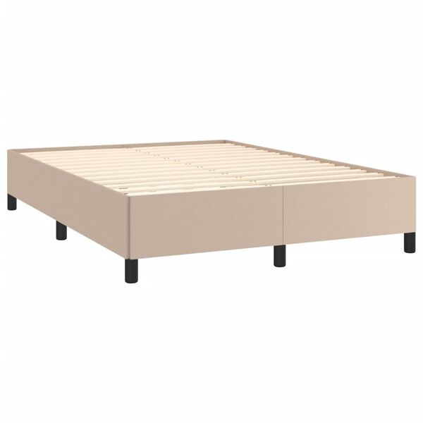 vidaXL Estrutura de cama 140x190 cm couro artificial cappuccino