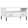 vidaXL Mesa de centro com pernas de metal madeira maci&ccedil;a OSLO branco