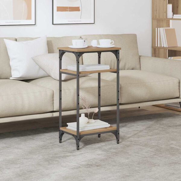 vidaXL Mesa Lateral com prateleira Carvalho Artesanal 40 x 30 x 75 cm