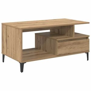 vidaXL Mesa de centro com gaveta Carvalho Artesanal 90 x 49 x 45 cm