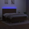 vidaXL Cama box spring c/ colch&atilde;o/LED 180x200cm tecido castanho-escuro