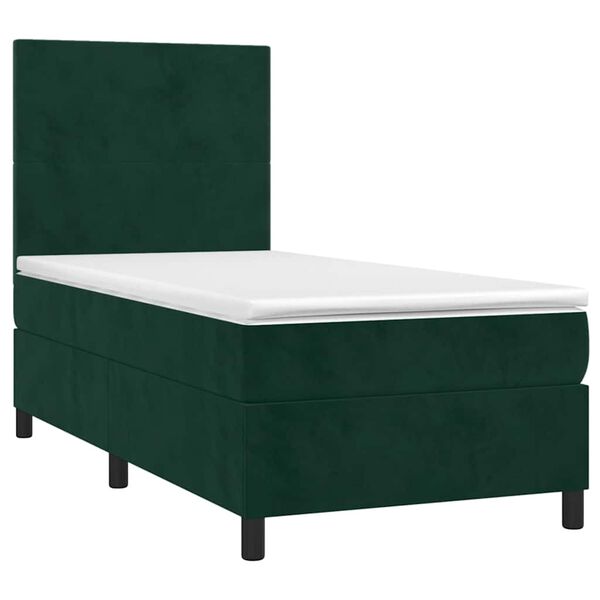 vidaXL Cama com molas/colch&atilde;o 80x200 cm veludo verde-escuro