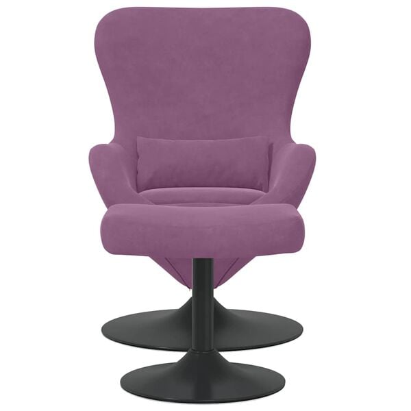vidaXL Cadeira Egg com Puff Roxo 63 x 73 x 90 cm Veludo