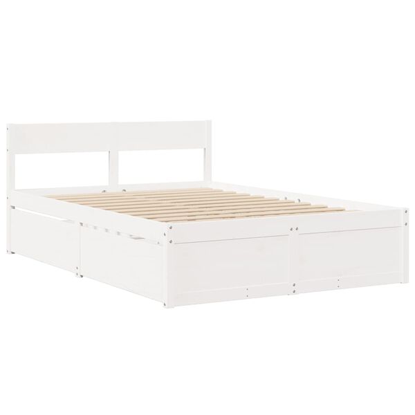 vidaXL Cama sem colch&atilde;o 135x190 cm madeira de pinho maci&ccedil;a branco