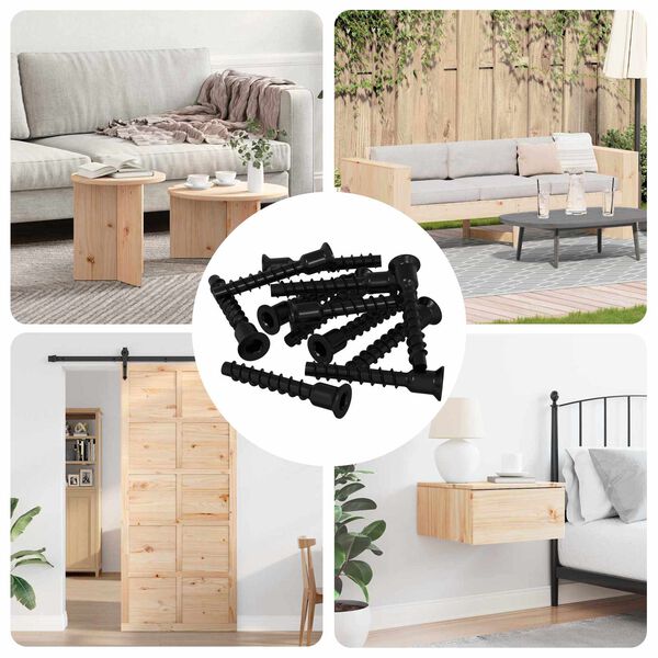 vidaXL Parafuso de Cabe&ccedil;a de Tampa Socket 3072 pcs Preto 10 x 40 mm