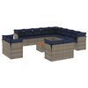 vidaXL 14 pcs conjunto sof&aacute;s p/ jardim c/ almofad&otilde;es vime PE cinzento