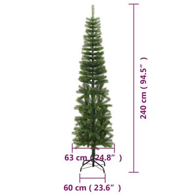 vidaXL Árvore de Natal artificial fina com suporte PE 240 cm