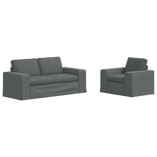 vidaXL Conjunto de Sof&aacute;s 2 pcs Cinza Escuro 182 x 80 x 82 cm tecido