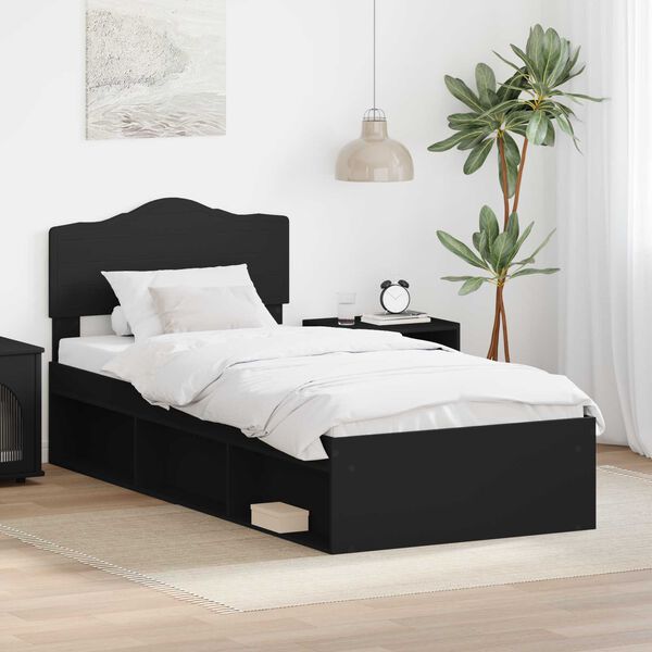 vidaXL Estrutura da Cama Preto 90 x 190 cm Madeira de Pinheiro S&oacute;lida