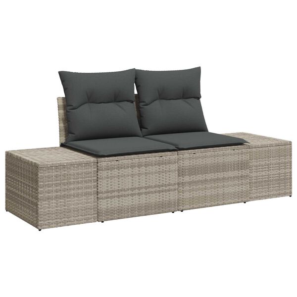 vidaXL Conjunto de Sof&aacute; de Jardim 9 pcs Cinzento-claro Polirattan