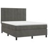 vidaXL Cama box spring c/ colch&atilde;o/LED 140x190cm veludo cinzento-escuro