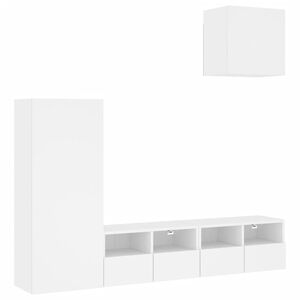 vidaXL 4 pcs m&oacute;veis de parede p/ TV derivados de madeira branco