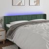 vidaXL Cabeceira cama c/ luzes LED veludo 203x16x78/88 cm verde-escuro