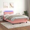 vidaXL Cama box spring c/ colch&atilde;o luzes e LED 120x190 cm veludo rosa