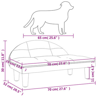 vidaXL Cama para cães 70x52x30 cm tecido castanho