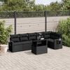 vidaXL 7 pcs conjunto de sof&aacute;s p/ jardim c/ almofad&otilde;es vime PE preto