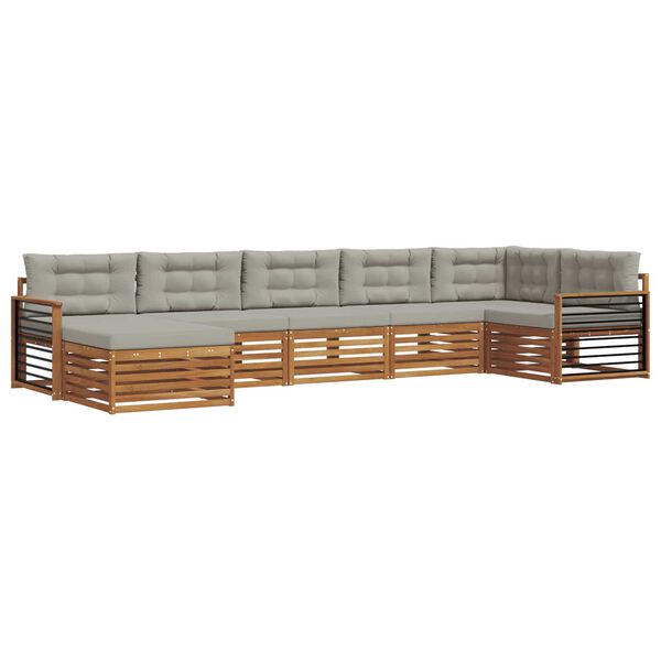 vidaXL Conjuntos de sof&aacute;s com almofada 7 pcs Cinza Natural e Claro