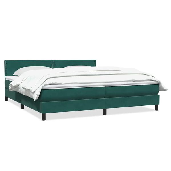 vidaXL Cama com molas/colch&atilde;o 180x220 cm veludo verde-escuro