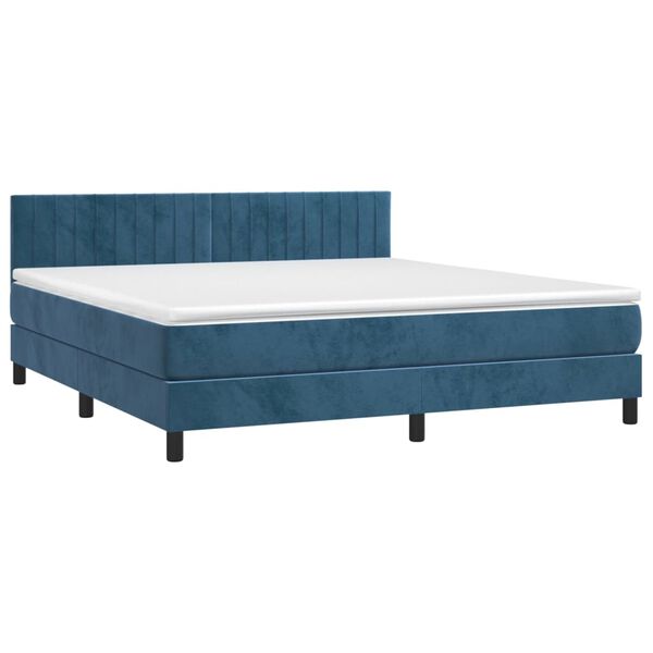 vidaXL Cama com molas/colch&atilde;o 180x200 cm veludo azul-escuro
