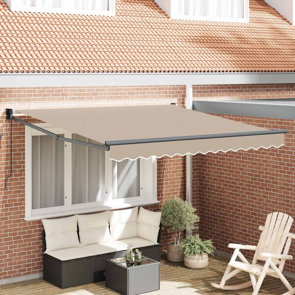 vidaXL Toldo Retr&aacute;til Manual Bege 350 x 250 cm Poli&eacute;ster e Alum&iacute;nio