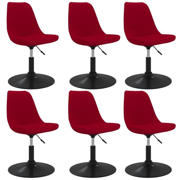 vidaXL Cadeiras de jantar girat&oacute;rias 6 pcs veludo vermelho