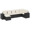 vidaXL 7 pcs conjunto de sof&aacute;s p/ jardim c/ almofad&otilde;es vime PE preto