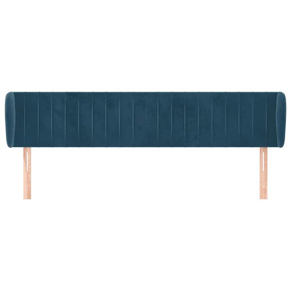 vidaXL Cabeceira de cama c/ abas veludo 183x23x78/88cm azul-escuro