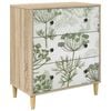 vidaXL Ba&uacute; de Gavetas GOTHA Estampa de &aacute;rvore verde 66 x 36,5 x 75 cm