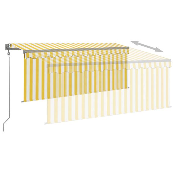 vidaXL Toldo autom. c/ estore/LED/sensor vento 3x2,5m amarelo/branco