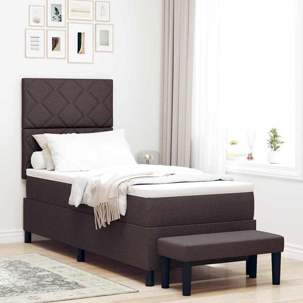 vidaXL Cama Box com colch&atilde;o Marrom Escuro 80 x 200 cm tecido