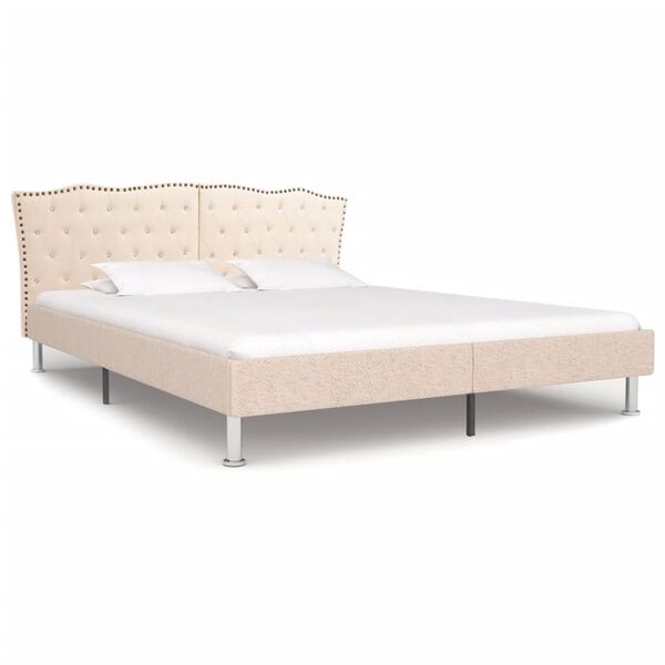 vidaXL Cama com colch&atilde;o espuma de mem&oacute;ria 180x200 cm tecido bege