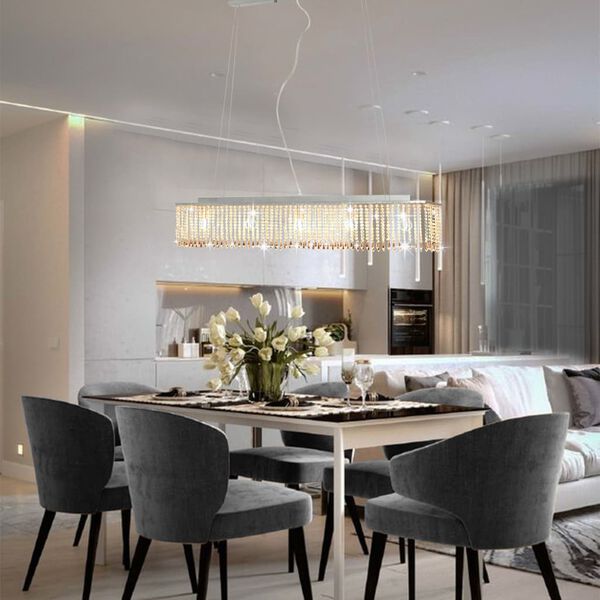 vidaXL Candeeiro de teto com contas de cristal 104 cm E14 prateado