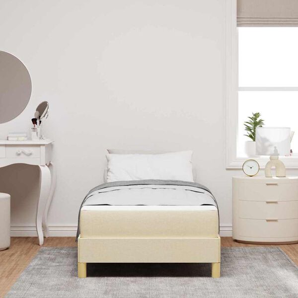 vidaXL Cama Box com colch&atilde;o Creme 90 x 200 cm tecido