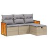 vidaXL 4 pcs conj. sof&aacute;s jardim c/ almofad&otilde;es vime PE bege misturado