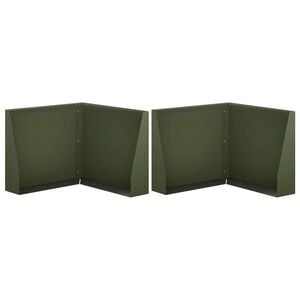 vidaXL Muro de Conten&ccedil;&atilde;o 2 unid. 50 x 50 x 40 cm A&ccedil;o Verde-Azeitona