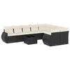 vidaXL 10 pcs conjunto sof&aacute;s de jardim c/ almofad&otilde;es vime PE preto