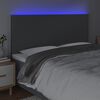 vidaXL Cabeceira de cama c/ LED tecido 180x5x118/128 cm cinza-escuro
