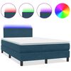 vidaXL Cama box spring c/ colch&atilde;o e LED 120x210 cm veludo azul-escuro