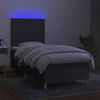 vidaXL Cama box spring c/ colch&atilde;o e LED 100x200 cm tecido cinza-escuro