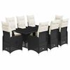 vidaXL 9 pcs conjunto de bistr&ocirc; p/ jardim c/ almofad&otilde;es vime PE preto