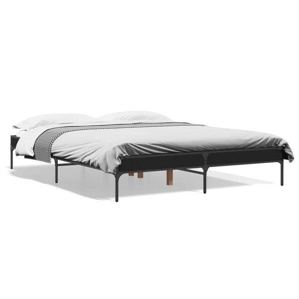 vidaXL Estrutura de cama 150x200 cm derivados de madeira/metal preto