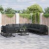 vidaXL Conjunto de Sof&aacute; de Jardim com almofada 9 pcs Preto Alum&iacute;nio