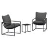 vidaXL Conjunto de Sof&aacute; de Jardim 3 unid. Preto e Anthracite A&ccedil;o
