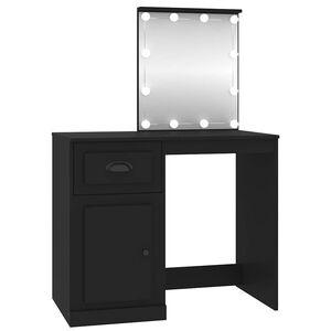 vidaXL Toucador com luz LED 90x50x132,5 cm derivados de madeira preto