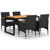 vidaXL 5 pcs conjunto de jantar para jardim preto