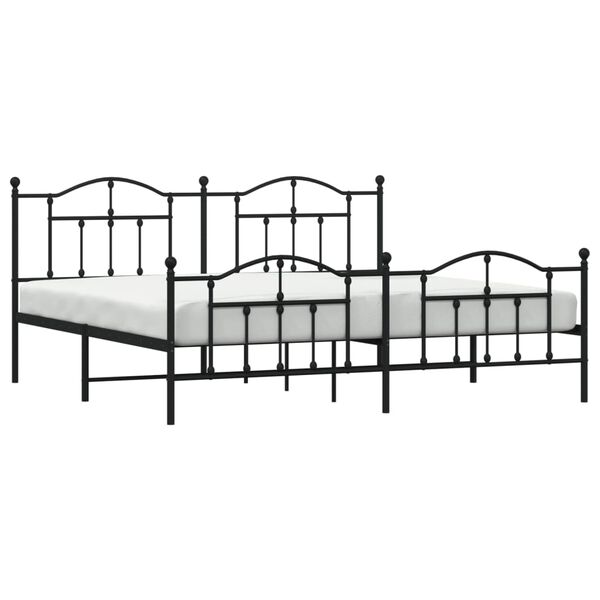 vidaXL Estrutura de cama com cabeceira e p&eacute;s 200x200 cm metal preto