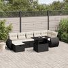 vidaXL 8 pcs conjunto sof&aacute;s de jardim com almofad&otilde;es vime PE preto