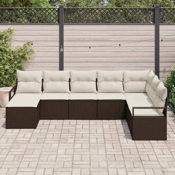 vidaXL Conjunto de Sofá de Jardim 8 pcs Castanho Rattan Sintético