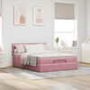 vidaXL Estrutura de cama otomana com colch&atilde;o 140x200 cm veludo rosa