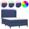 vidaXL Cama box spring c/ colch&atilde;o e LED 140x200 cm tecido azul